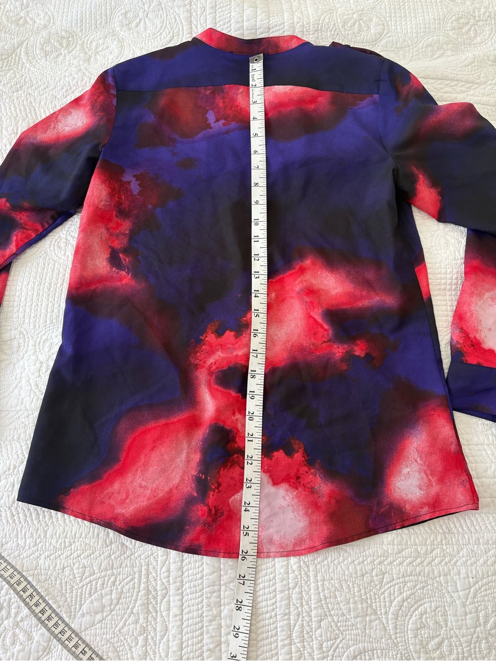 Calvin Klein Red and Purple Watercolor Blouse - Picture 6 of 6